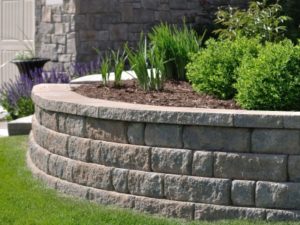 curved stone raised plant bed