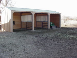 3 stall wooden animal and equipment barn