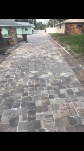 stone paved long driveway